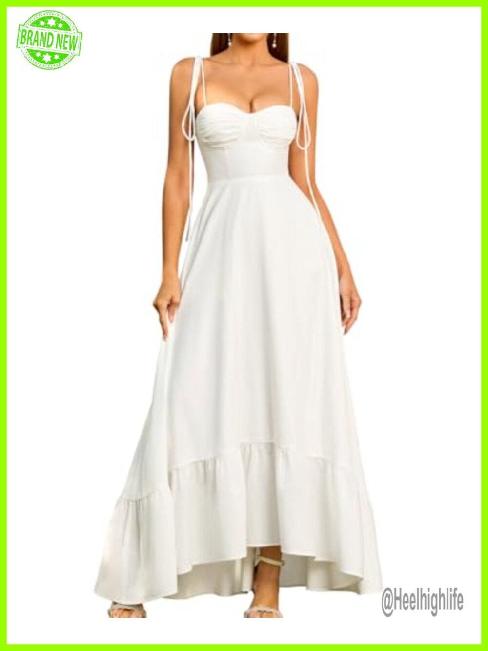 Women Summer Corset Maxi A Line Milkmaid Dress Sleeveless Tie Strap